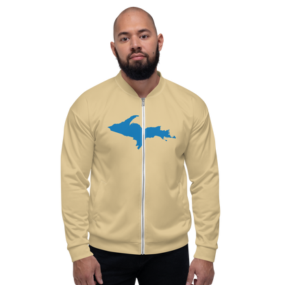 Michigan Upper Peninsula Bomber Jacket (w/ Large Azure UP Outline) | Maple Color