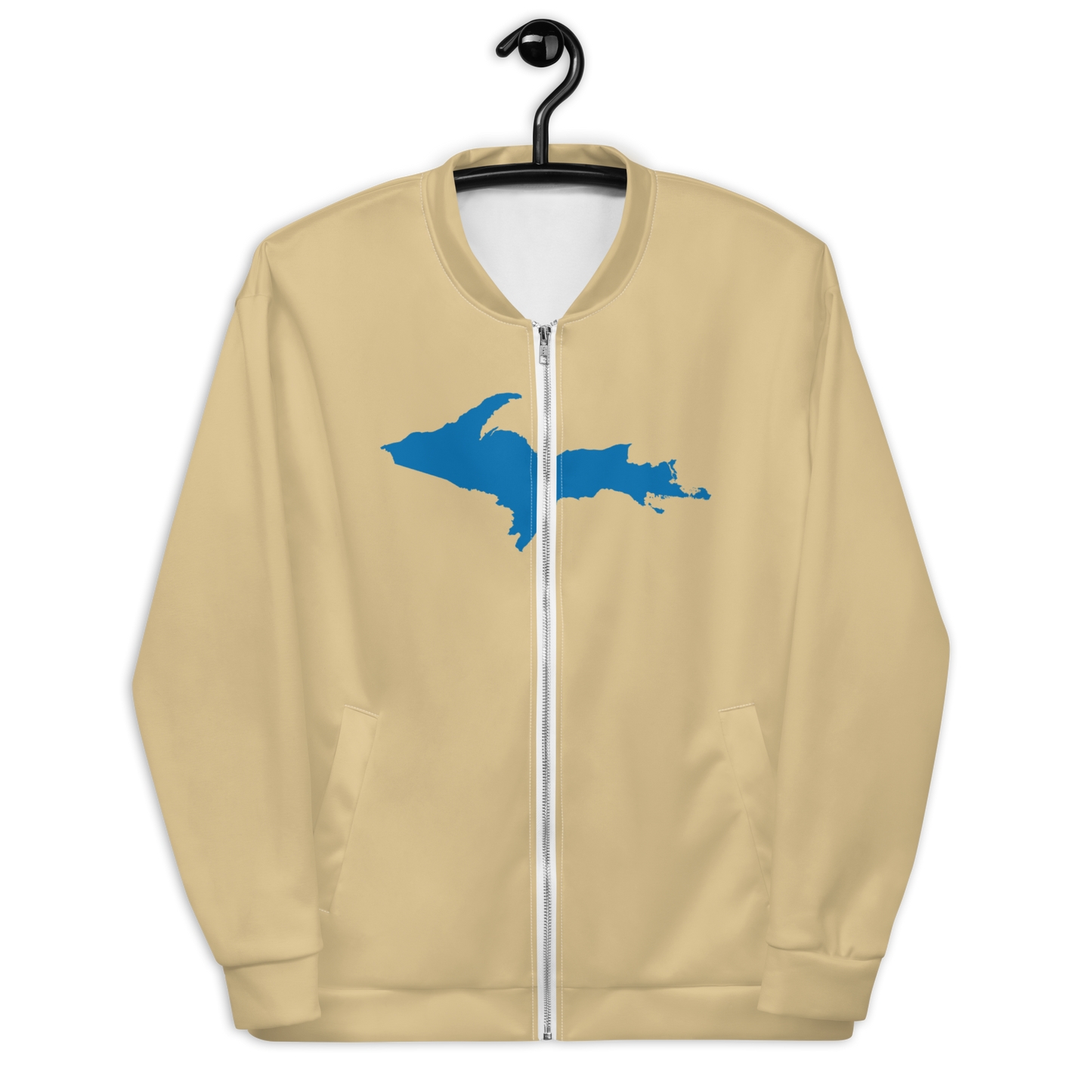 Michigan Upper Peninsula Bomber Jacket (w/ Large Azure UP Outline) | Maple Color