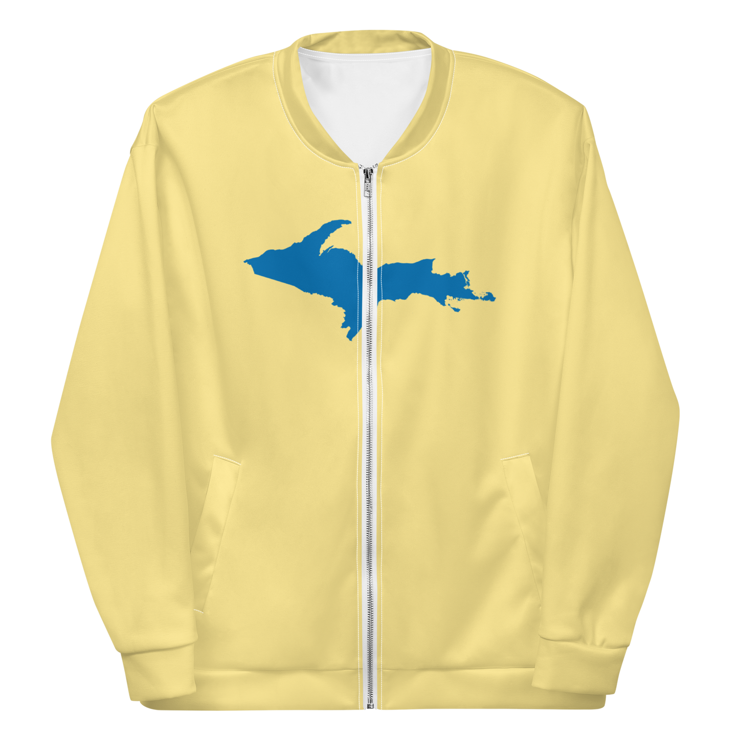 Michigan Upper Peninsula Bomber Jacket (w/ Large Azure UP Outline) | Cherry Yellow