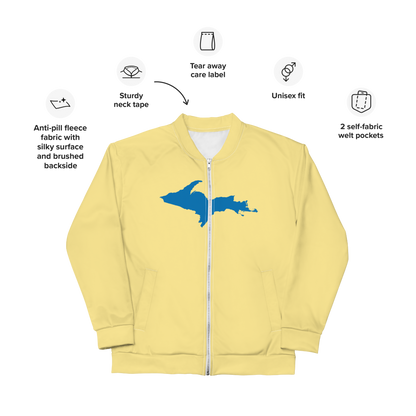 Michigan Upper Peninsula Bomber Jacket (w/ Large Azure UP Outline) | Cherry Yellow