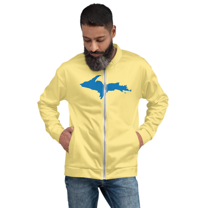 Michigan Upper Peninsula Bomber Jacket (w/ Large Azure UP Outline) | Cherry Yellow