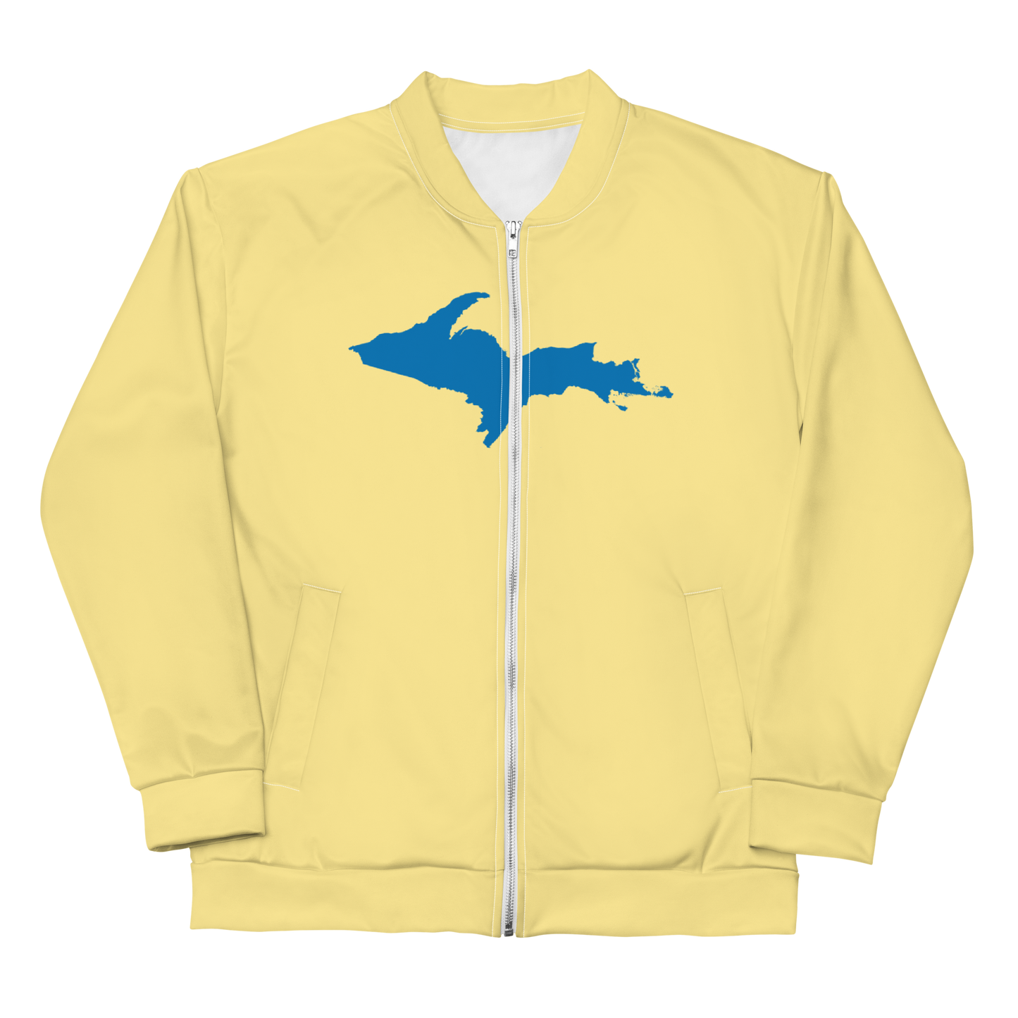 Michigan Upper Peninsula Bomber Jacket (w/ Large Azure UP Outline) | Cherry Yellow