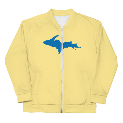 Michigan Upper Peninsula Bomber Jacket (w/ Large Azure UP Outline) | Cherry Yellow