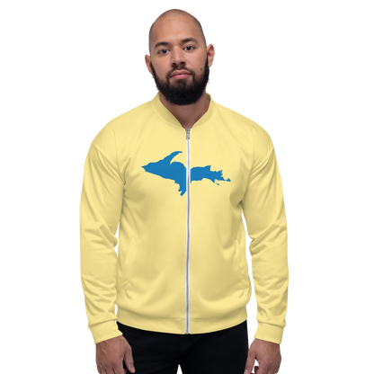 Michigan Upper Peninsula Bomber Jacket (w/ Large Azure UP Outline) | Cherry Yellow