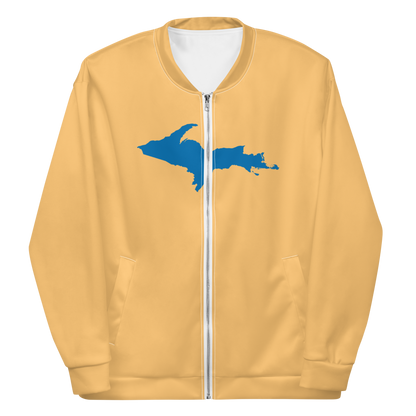 Michigan Upper Peninsula Bomber Jacket (w/ Large Azure UP Outline) | Apricot Color