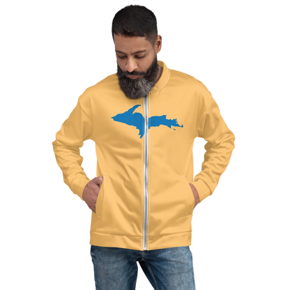 Michigan Upper Peninsula Bomber Jacket (w/ Large Azure UP Outline) | Apricot Color