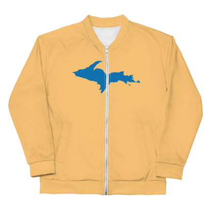 Michigan Upper Peninsula Bomber Jacket (w/ Large Azure UP Outline) | Apricot Color