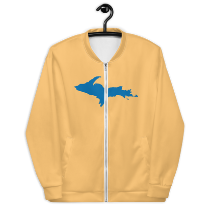 Michigan Upper Peninsula Bomber Jacket (w/ Large Azure UP Outline) | Apricot Color