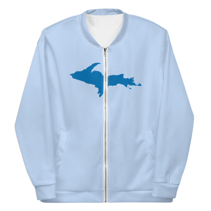 Michigan Upper Peninsula Bomber Jacket (w/ Large Azure UP Outline) | Light Blue