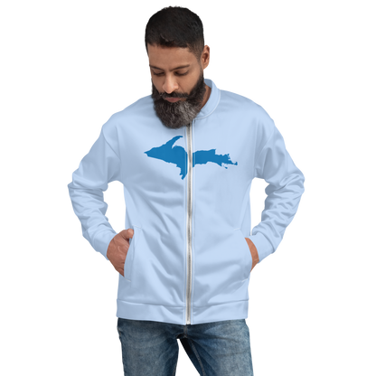 Michigan Upper Peninsula Bomber Jacket (w/ Large Azure UP Outline) | Light Blue