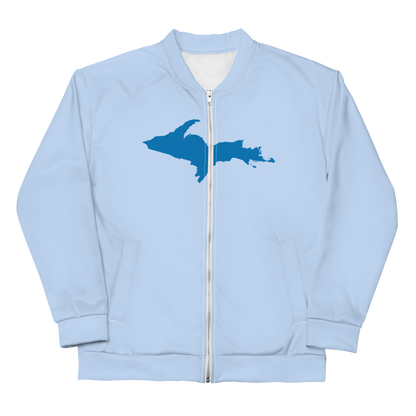 Michigan Upper Peninsula Bomber Jacket (w/ Large Azure UP Outline) | Light Blue