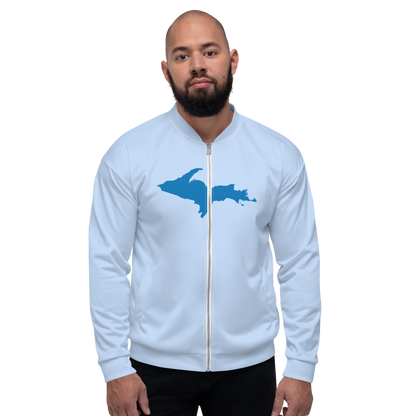 Michigan Upper Peninsula Bomber Jacket (w/ Large Azure UP Outline) | Light Blue