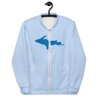 Michigan Upper Peninsula Bomber Jacket (w/ Large Azure UP Outline) | Light Blue