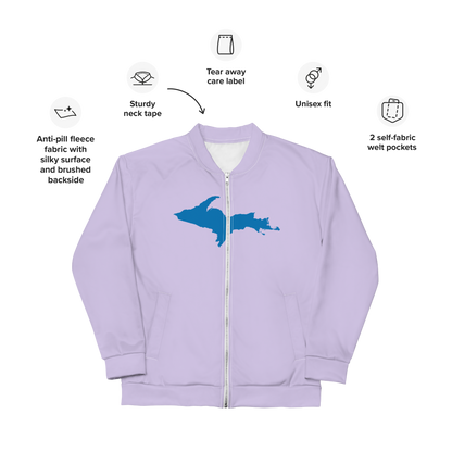 Michigan Upper Peninsula Bomber Jacket (w/ Large Azure UP Outline) | Lavender