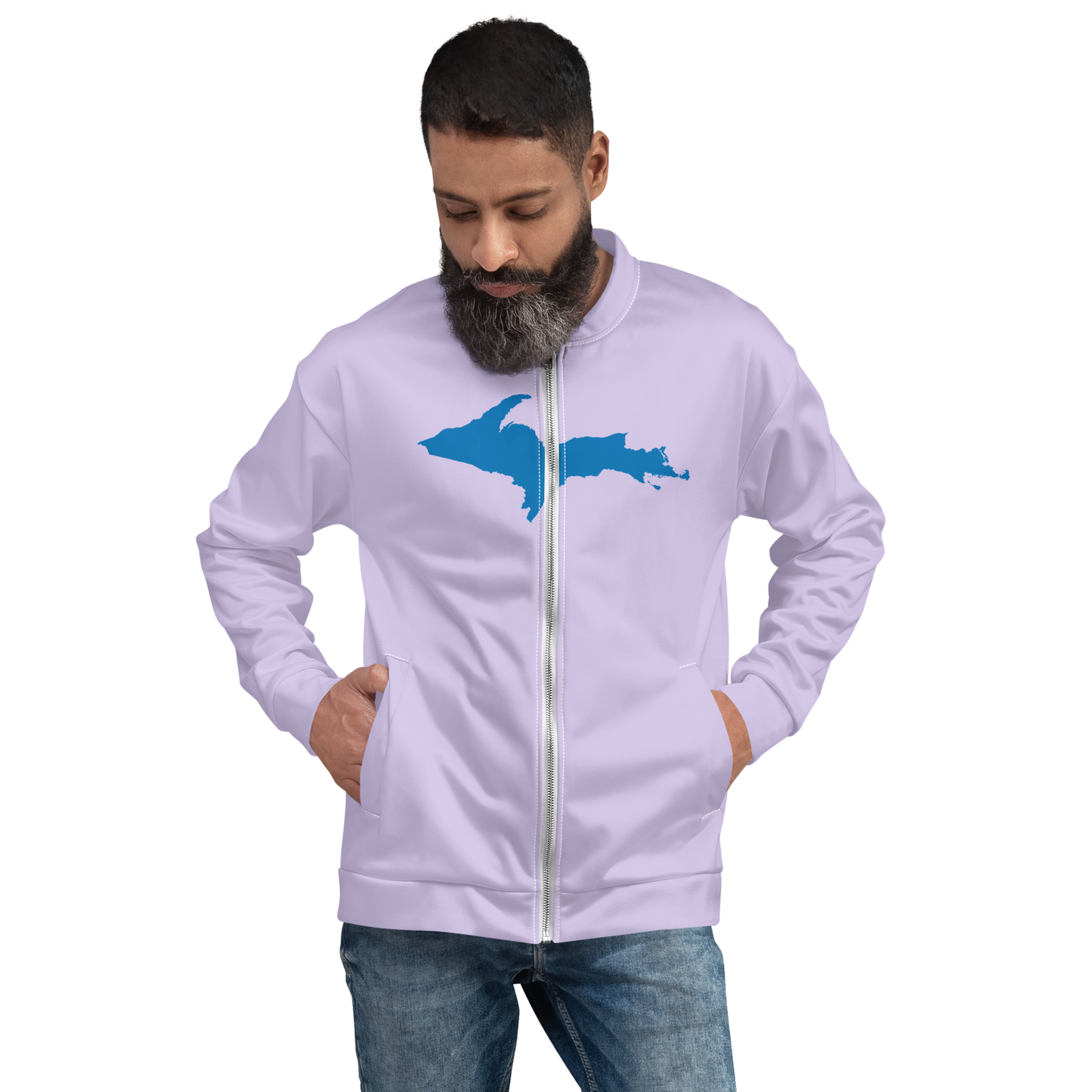 Michigan Upper Peninsula Bomber Jacket (w/ Large Azure UP Outline) | Lavender