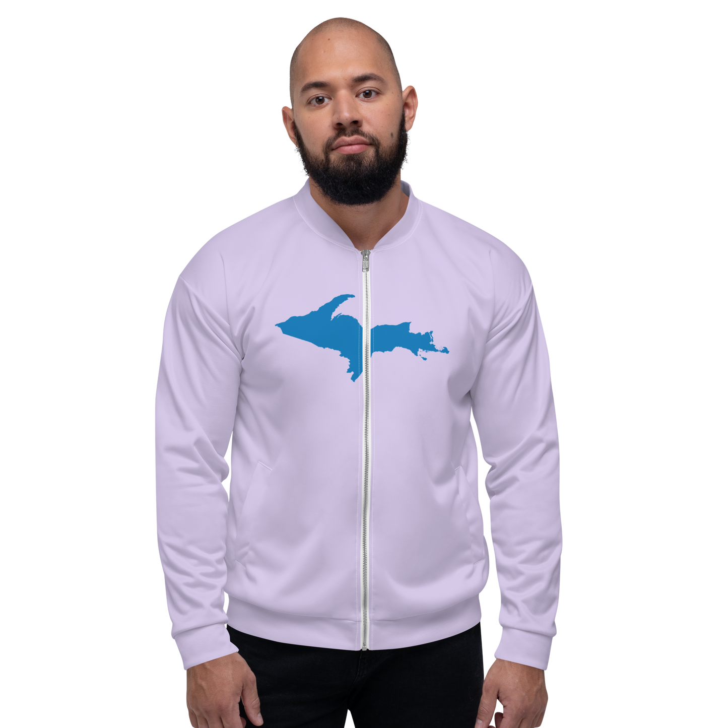 Michigan Upper Peninsula Bomber Jacket (w/ Large Azure UP Outline) | Lavender