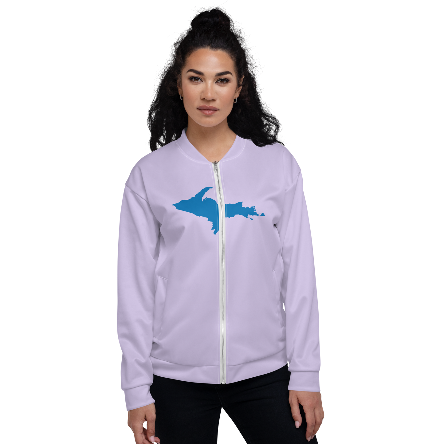 Michigan Upper Peninsula Bomber Jacket (w/ Large Azure UP Outline) | Lavender