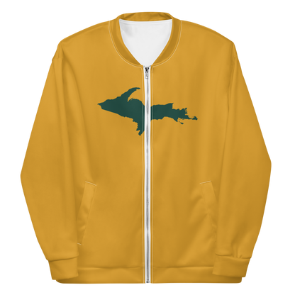 Michigan Upper Peninsula Bomber Jacket (w/ Large Green UP Outline) | Gold