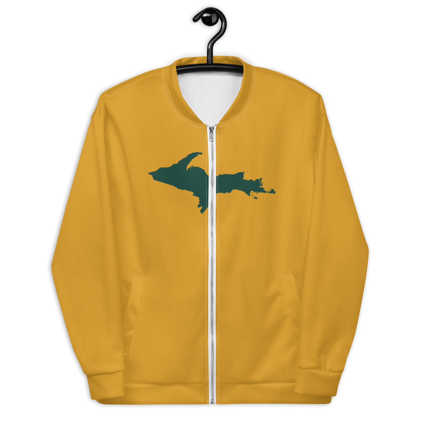 Michigan Upper Peninsula Bomber Jacket (w/ Large Green UP Outline) | Gold