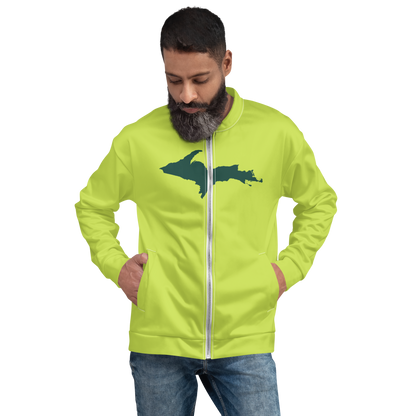 Michigan Upper Peninsula Bomber Jacket (w/ Large Green UP Outline) | Gooseberry Green