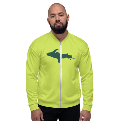 Michigan Upper Peninsula Bomber Jacket (w/ Large Green UP Outline) | Gooseberry Green