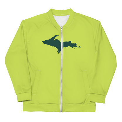 Michigan Upper Peninsula Bomber Jacket (w/ Large Green UP Outline) | Gooseberry Green