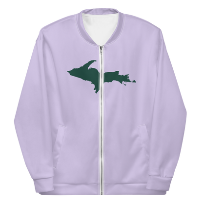 Michigan Upper Peninsula Bomber Jacket (w/ Large Green UP Outline) | Lavender