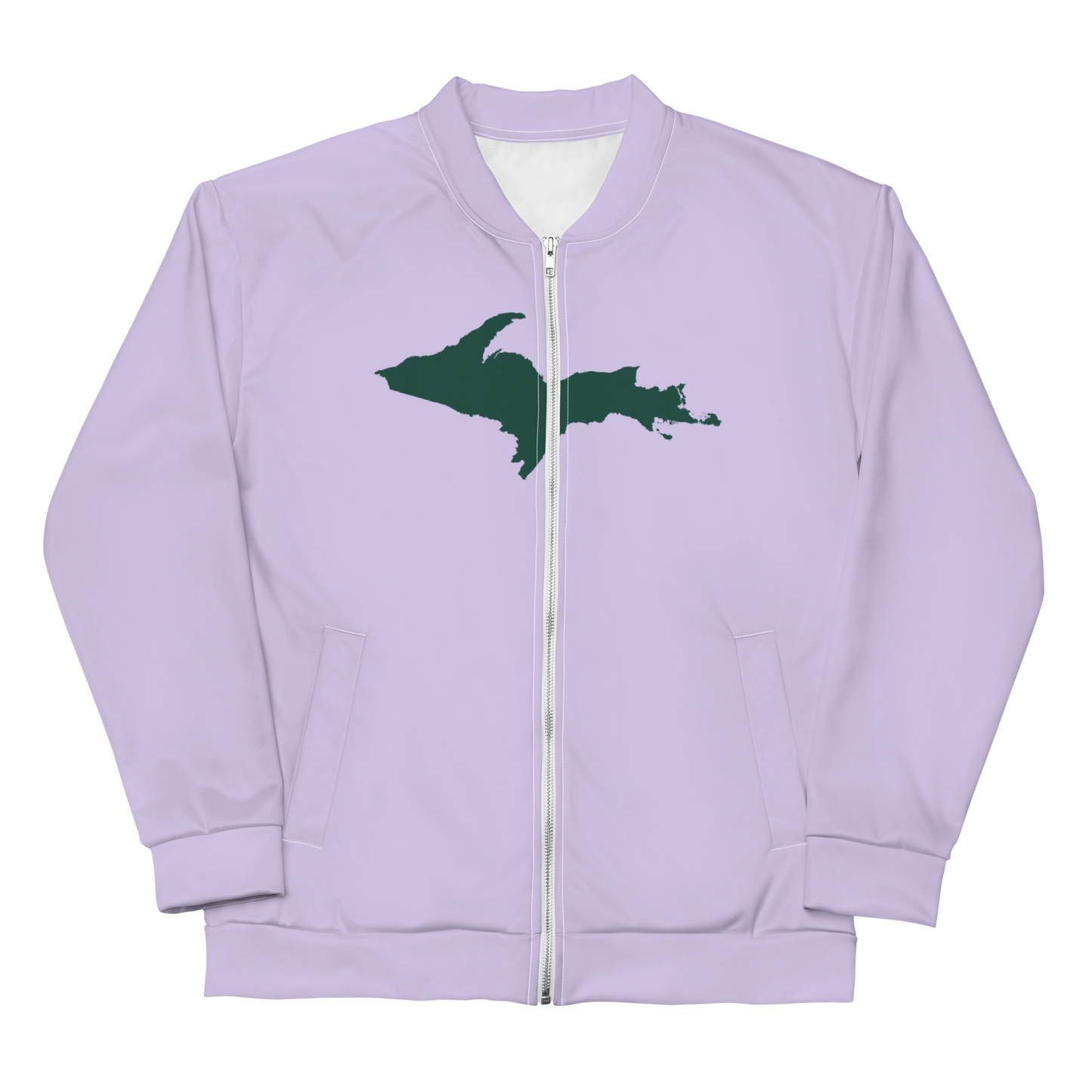 Michigan Upper Peninsula Bomber Jacket (w/ Large Green UP Outline) | Lavender