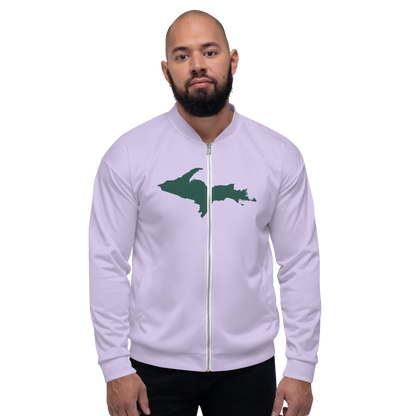 Michigan Upper Peninsula Bomber Jacket (w/ Large Green UP Outline) | Lavender