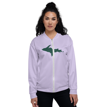 Michigan Upper Peninsula Bomber Jacket (w/ Large Green UP Outline) | Lavender