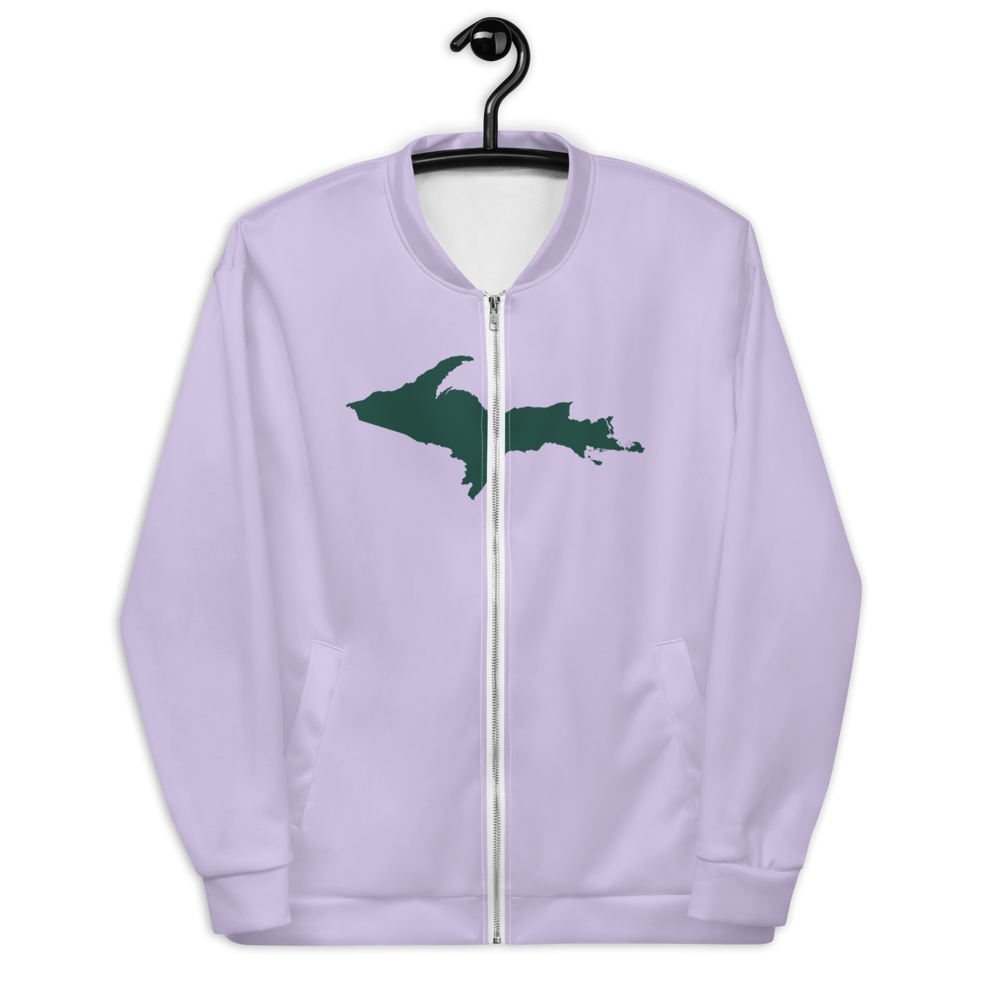 Michigan Upper Peninsula Bomber Jacket (w/ Large Green UP Outline) | Lavender