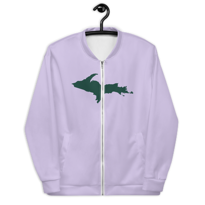 Michigan Upper Peninsula Bomber Jacket (w/ Large Green UP Outline) | Lavender