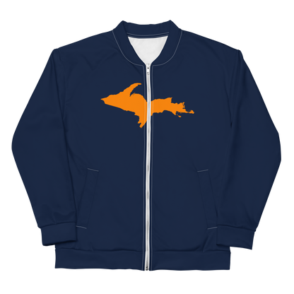 Michigan Upper Peninsula Bomber Jacket (w/ Large Orange UP Outline) | Navy