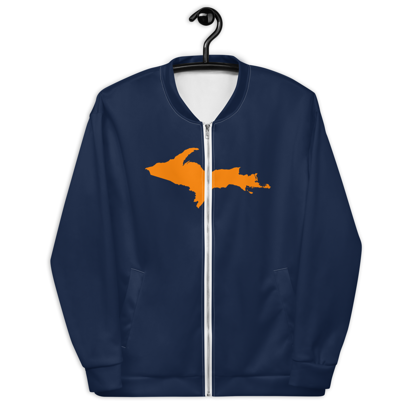 Michigan Upper Peninsula Bomber Jacket (w/ Large Orange UP Outline) | Navy