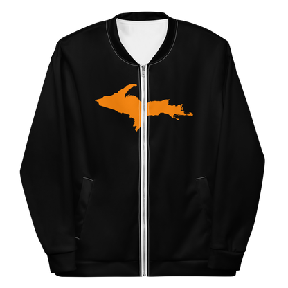 Michigan Upper Peninsula Bomber Jacket (w/ Large Orange UP Outline) | Black