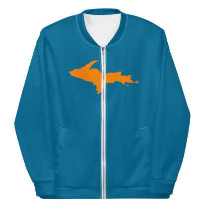 Michigan Upper Peninsula Bomber Jacket (w/ Large Orange UP Outline) | Cerulean