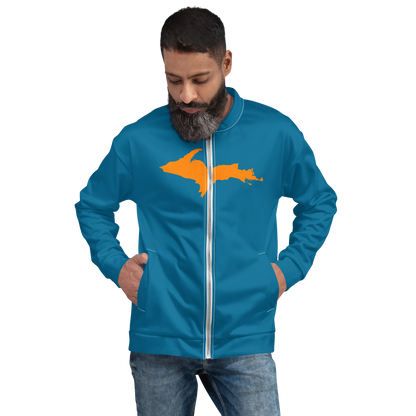 Michigan Upper Peninsula Bomber Jacket (w/ Large Orange UP Outline) | Cerulean