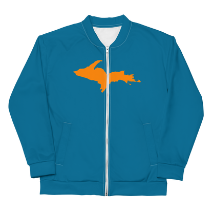 Michigan Upper Peninsula Bomber Jacket (w/ Large Orange UP Outline) | Cerulean