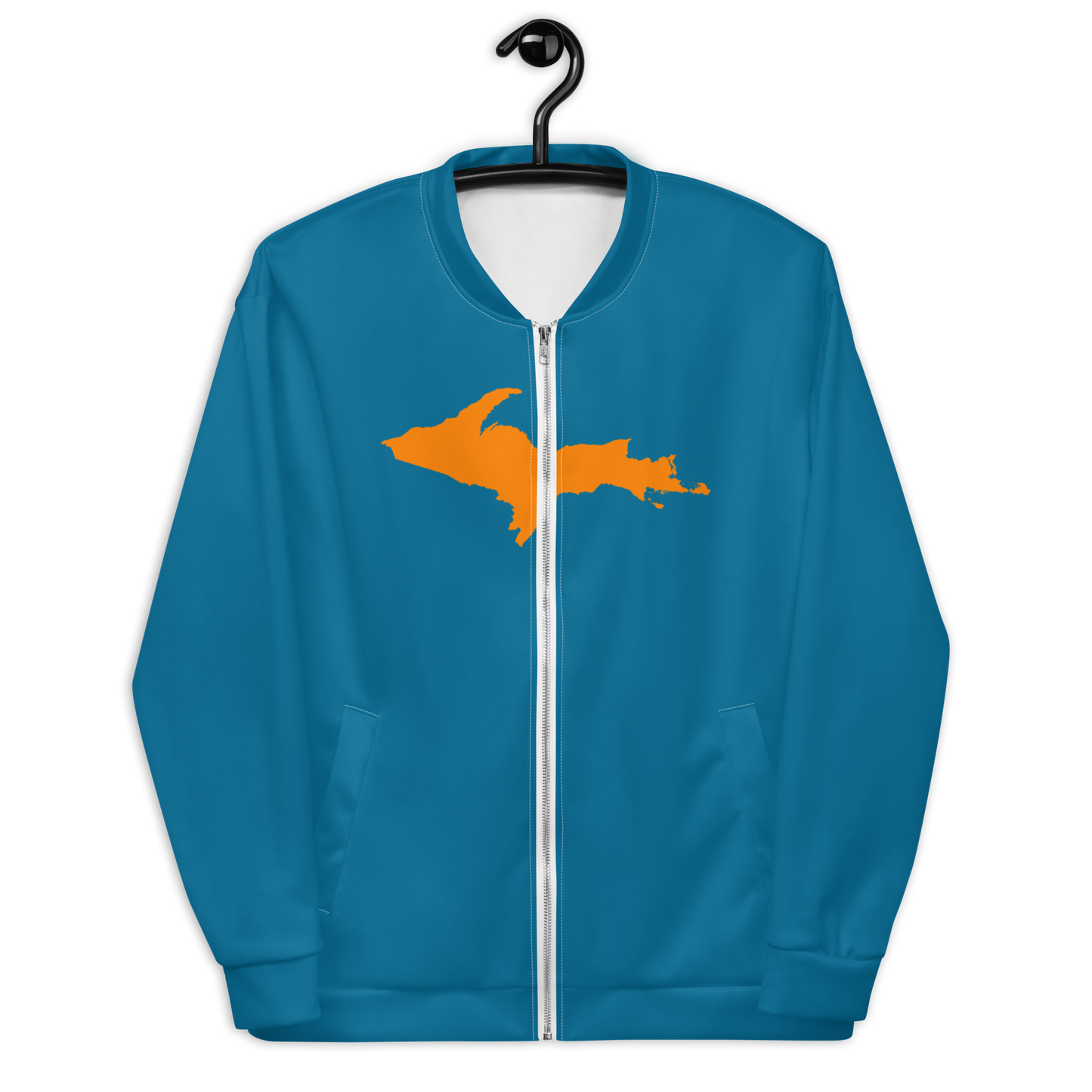 Michigan Upper Peninsula Bomber Jacket (w/ Large Orange UP Outline) | Cerulean