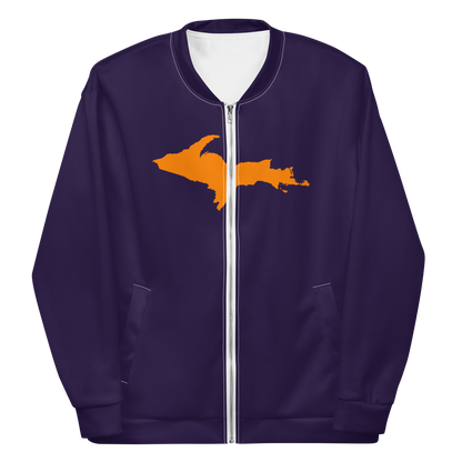 Michigan Upper Peninsula Bomber Jacket (w/ Large Orange UP Outline) | Blackcurrant Color