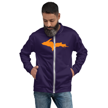 Michigan Upper Peninsula Bomber Jacket (w/ Large Orange UP Outline) | Blackcurrant Color