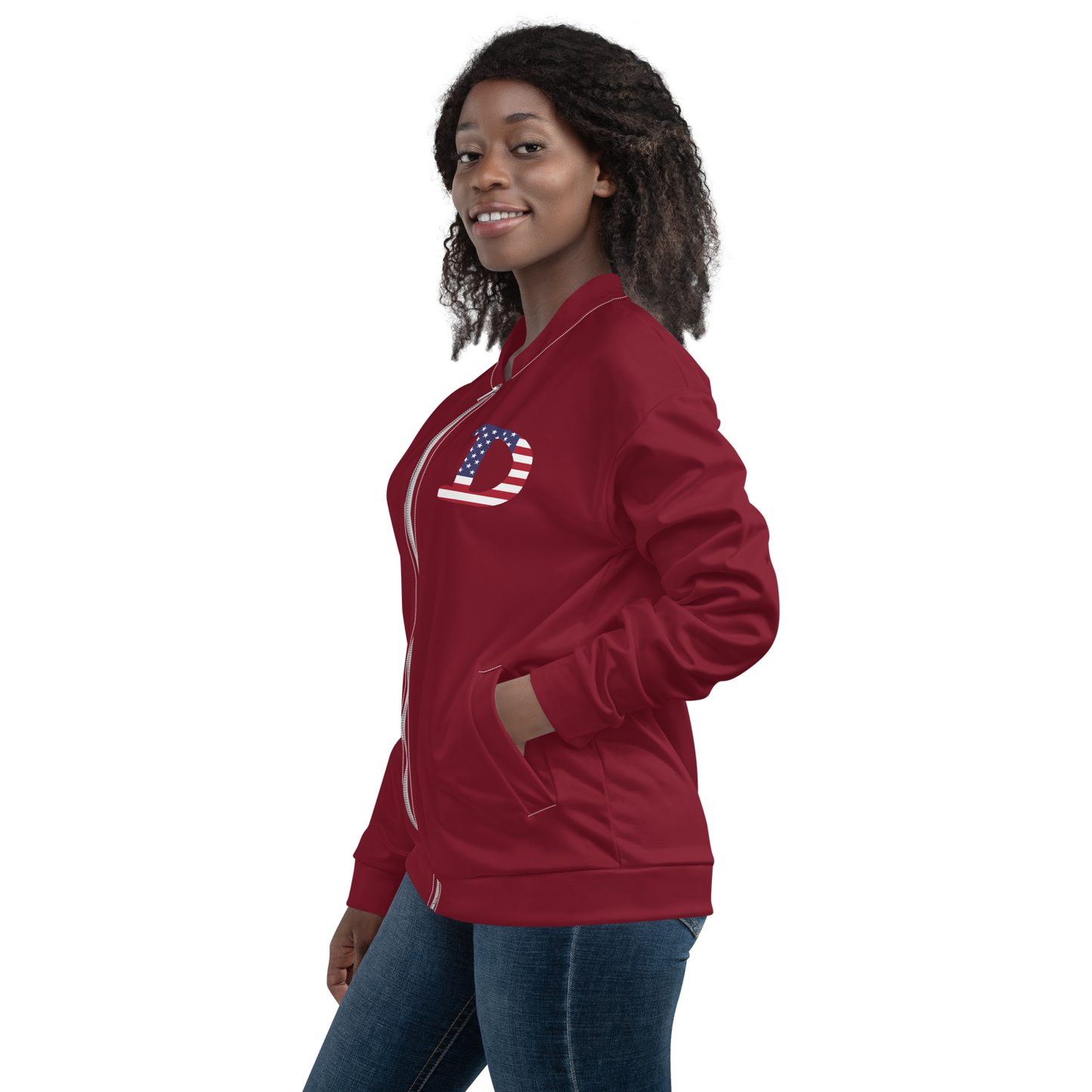 Detroit 'Old French D' Bomber Jacket (Patriot Edition) | Burgundy Color