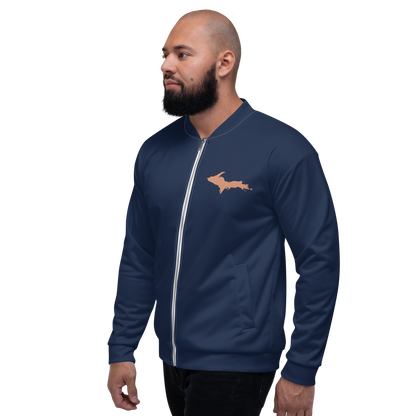 Michigan Upper Peninsula Bomber Jacket (Navy w/ Copper UP Outline)