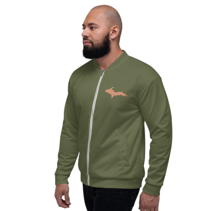 Michigan Upper Peninsula Bomber Jacket (w/ Copper UP Outline) | Army Green