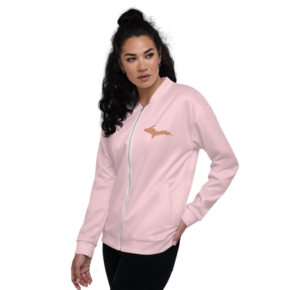 Michigan Upper Peninsula Bomber Jacket (w/ Copper UP Outline) | Pale Pink