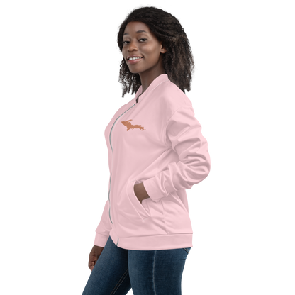 Michigan Upper Peninsula Bomber Jacket (w/ Copper UP Outline) | Pale Pink