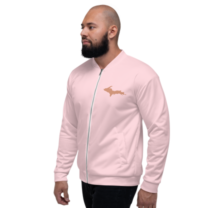 Michigan Upper Peninsula Bomber Jacket (w/ Copper UP Outline) | Pale Pink