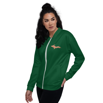 Michigan Upper Peninsula Bomber Jacket (w/ Copper UP Outline) | Green