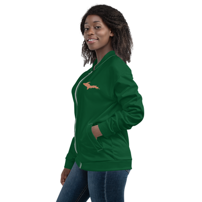 Michigan Upper Peninsula Bomber Jacket (w/ Copper UP Outline) | Green