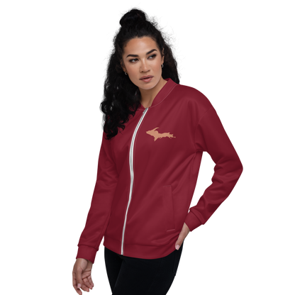 Michigan Upper Peninsula Bomber Jacket (w/ Copper UP Outline) | Burgundy